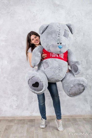 Мишка с латками плюшевый в футболке Yarokuz Me To You 160 см Серый | Зображення 5