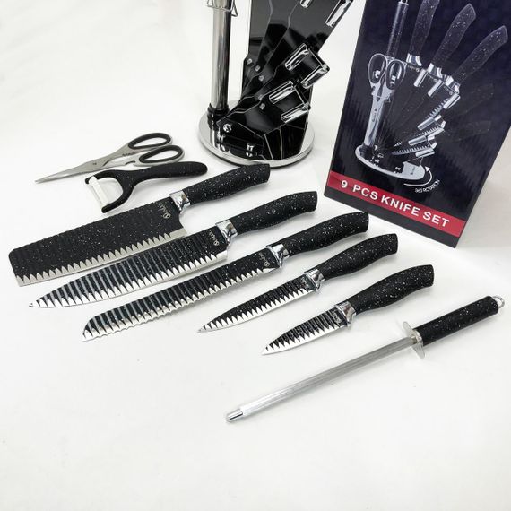 Бюджетные кухонные ножи UNIQUE UN-1831 9 шт, Хорошие ножи для поваров, Набор кухонных ножей для поваров NO-77 | Зображення 7