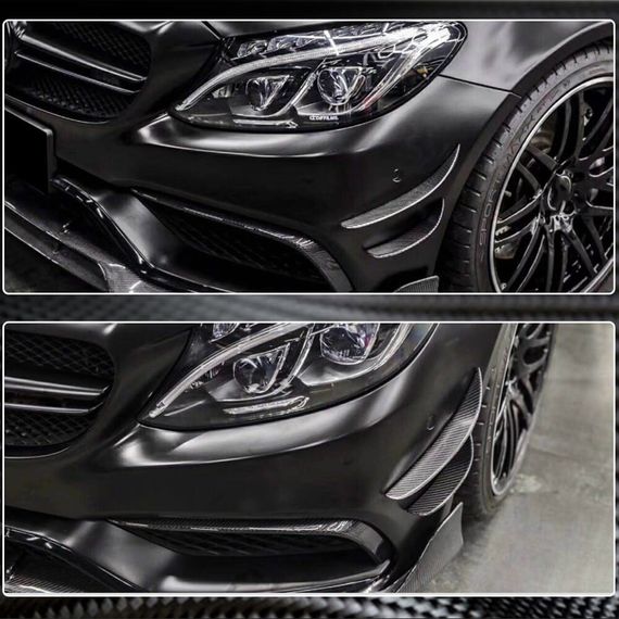Накладки на передній бампер (для C63 AMG 2015-2019, Карбон) для Mercedes C-сlass W205 рр | Зображення 4