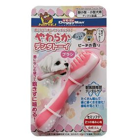 DoggyMan Toothbrush Semi-soft Dental доггимен зубная щетка жевательная игрушка для собак Персик