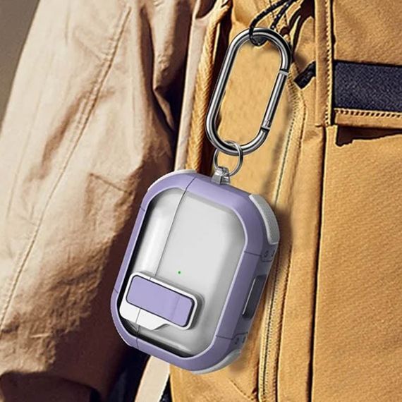 Футляр протиударний Locking Button для навушників Airpods Pro 2 / Pro Light Purple | Зображення 5