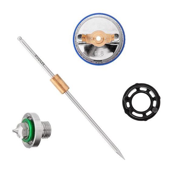 Комплект форсунки 0.8 мм для фарбопульта HVLP II mini PT-0128 (дюза, повітряна головка, голка) INTERTOOL1