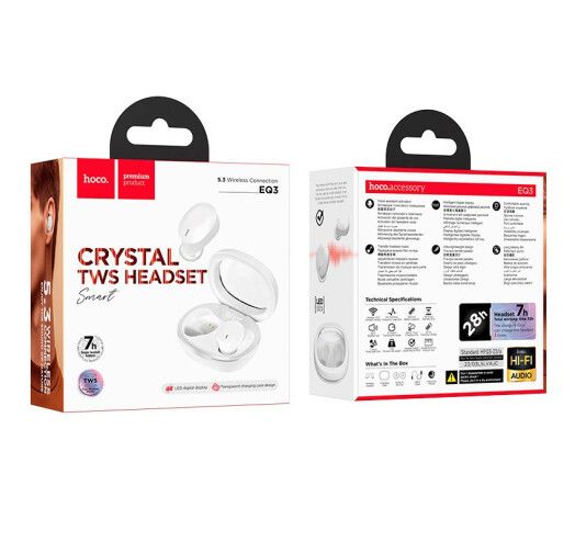 Бездротові навушники bluetooth Hoco EQ3 Smart true wireless BT headset White | Зображення 2