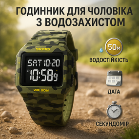 Спортивний наручний годинник SKMEI 2186CMGN, Модний наручний електронний годинник VX-29