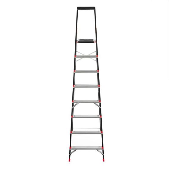 Драбина 8 сход., лоток для інвентарю, сталевий профіль, висота верхньої сходинки 1,7 м INTERTOOL LT-0058 | Зображення 2