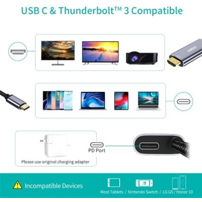 Кабель мультимедийный USB-C to HDMI M 1.8m 4K60Hz Choetech (XCH-M180GY) | Зображення 3