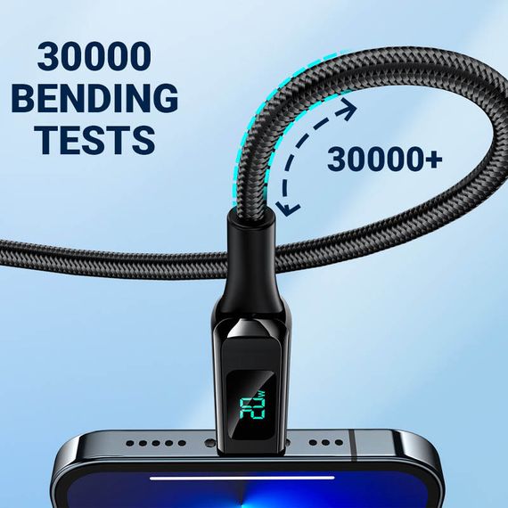 Дата кабель Acefast MFI C6-01 USB-C to Lightning zinc alloy digital display braided (1.2m) Black | Зображення 3