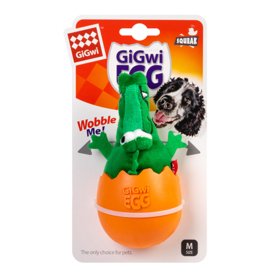 Іграшка для собак  крокоділ-неваляшка з піщалкою GIGWI EGG, текстиль, гума, 14 | Зображення 1