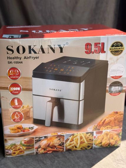 Мультипечь-аэрофритюрница Sokany SK-10044 сенсорное управление 80–200°C 8 программ 2 спирали 9,5л 2200Вт Серый с черным | Зображення 5