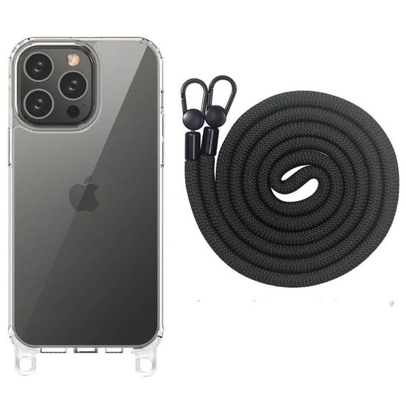 Чехол TPU Transparent with Straps для Apple iPhone 12 Pro Max (6.7") Black