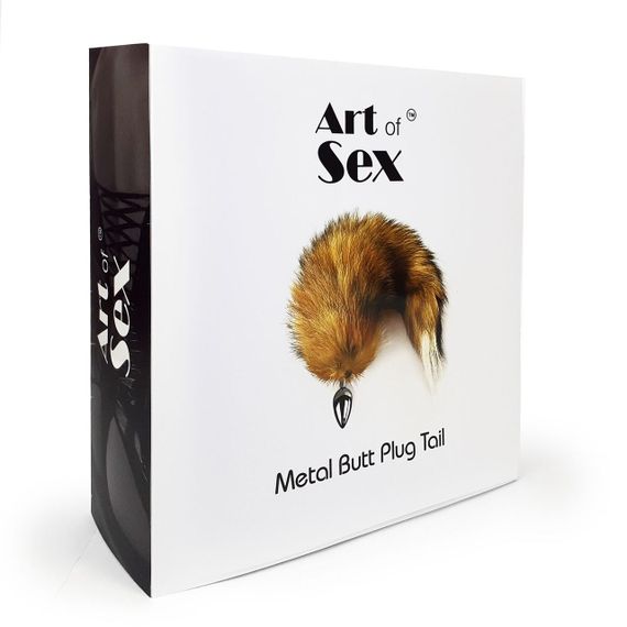 Металлическая анальная пробка с хвостом из натурального меха Art of Sex size M Red fox | Зображення 5