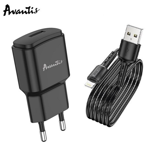 Мережевий зарядний пристрій Avantis A480 Orion (1USB/2.1A) + USB-кабель Lightning-чорний