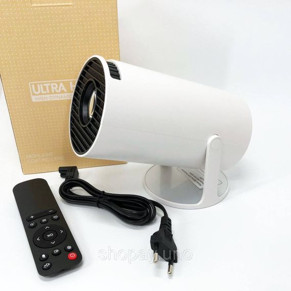 LED Проектор для дому портативний Смарт з WiFi Bluetooth Android 11 1280х720р White WQ-12 | Зображення 1