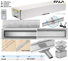 Трап для душу підлоговий ROTARY нержавійка 60 см поворотний сифон FALA-75346