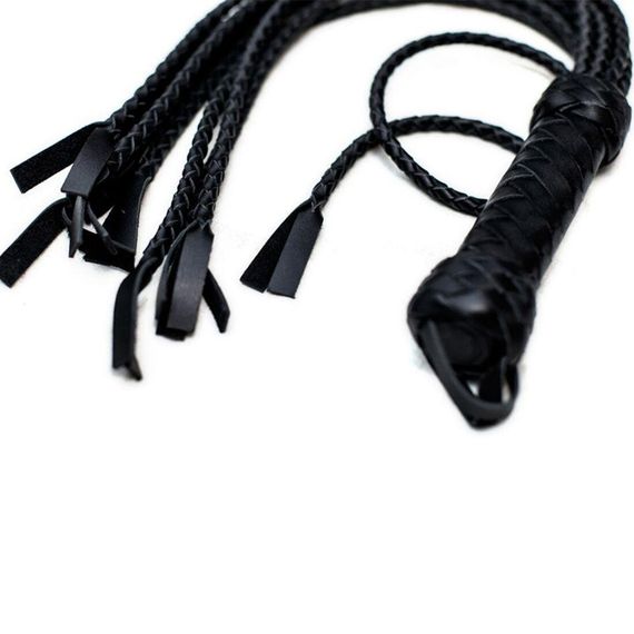 Флоггер Кошка, 9 плетенных хвостов по 50 см, цвет черный | Зображення 3