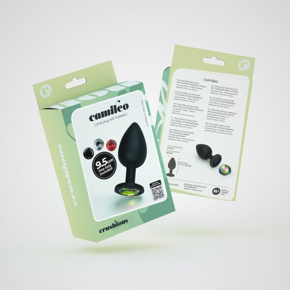 Анальна пробка L CAMILEO Crushious, зі змінними кристалами, силіконова, чорна, 9,5 х 4,2 см Sex Aura | Зображення 5
