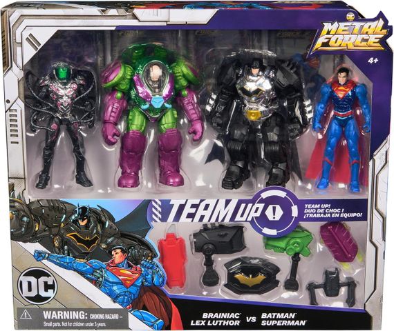 Набор фигурок DC Comics Metal Force Team Up: Бэтмен, Супермен, Брейниак и Лекс Лютор | Зображення 2
