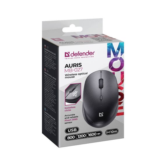 Мишка Defender Auris MB-027 Silent Wireless Black (52027) | Зображення 4