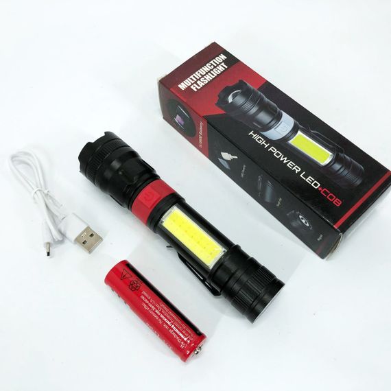 Ліхтар ручний акумуляторний PL-826-P70-COB(white+red), Портативний точковий ліхтар, Похідний ліхтарик | Зображення 7