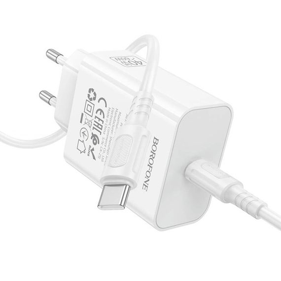 МЗП Borofone BA109A Star PD40W (1USB-C) + кабель Type-C to Type-C White | Зображення 3