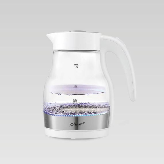 Електрочайник скляний Maestro MR-061-WHITE, 1.7 л, 2000 Вт, з підсвіткою