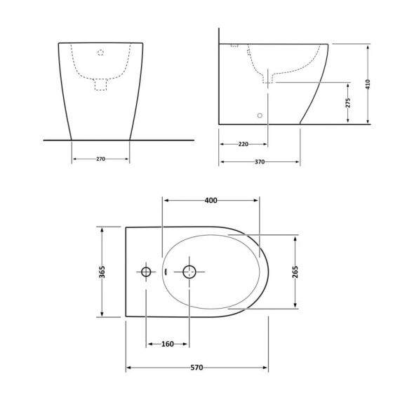 Биде напольное Qtap Robin 565x360x405 Matt black QT13442141CMB | Зображення 1