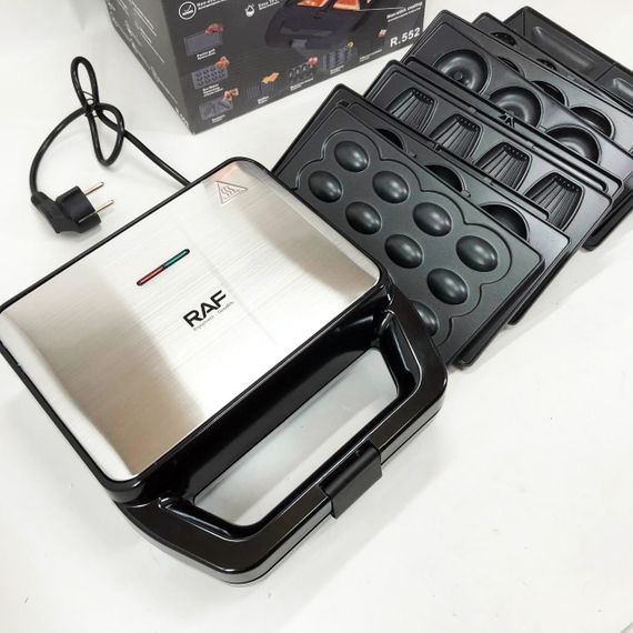 Мультимейкер RAF R.552 – 7 в 1: вафельниця, гриль, сендвічниця, пончики, горіхи, кекси, печиво, 800 Вт | Зображення 2