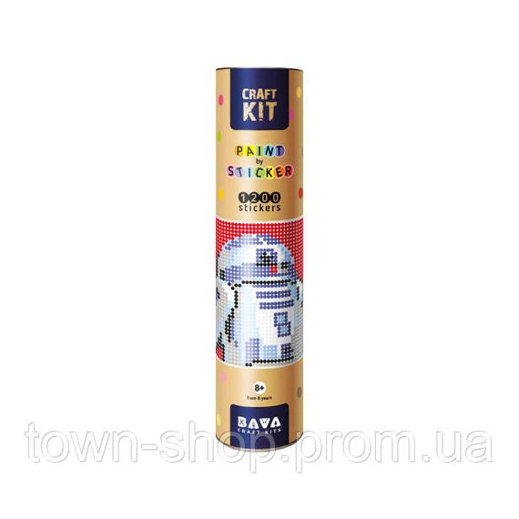 Картина по номерам стикерами в тубусе "Робот синий" (R2D2) , 1200 стикеров 1876, 33х48 см | Зображення 2
