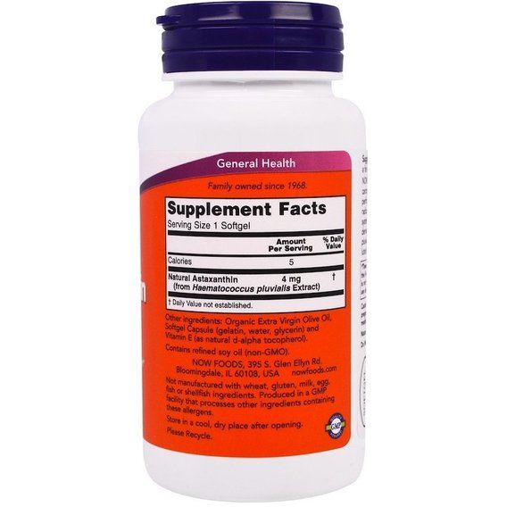 Астаксантин NOW Foods Astaxanthin 4 mg 90 Softgels NF2305 | Зображення 1