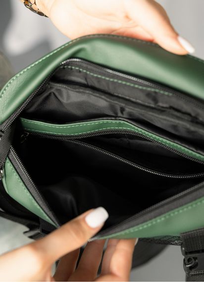 Большая женская поясная сумка бананка Sambag DynamicDart зеленая 38×21×7 см (80411007) | Зображення 7