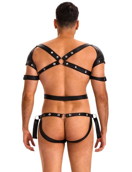 Боді-портупея чоловіча Star Night з обмежувачами та блискавкою, чорна, L sexstyle | Зображення 3