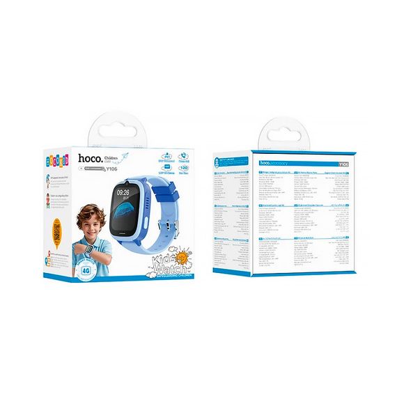 Дитячі смарт годинники Hoco Y106, 4G, GPS, Wi-Fi, HD камера, 1.83" HD-дисплей, дзвінки, відеодзвінки, голосові повідомлення, Blue, | Зображення 1