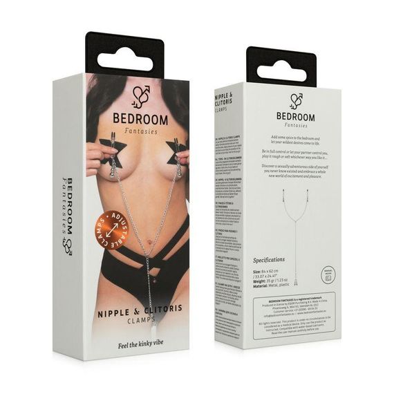 Зажимы для сосков и клитора Bedroom Fantasies: Nipple and Clitoris Clamps - Silver Sex Aura | Зображення 1