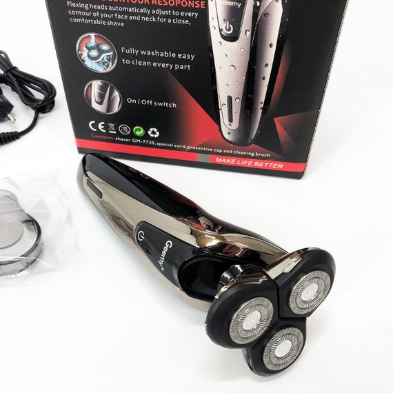Електробритва Gemei GM-7720 - професійна, бездротова, потужна чоловіча бритва з головками, що плавають | Зображення 5