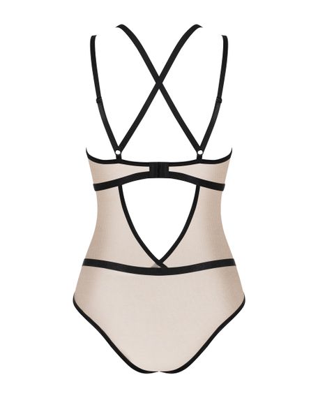 Сексуальний боді з контрастними смугами Obsessive Nudelia teddy S/M | Зображення 6
