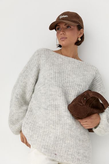 Подовжений джемпер легкої в'язки - світло-сірий цвет, ONE SIZE (є розміри)