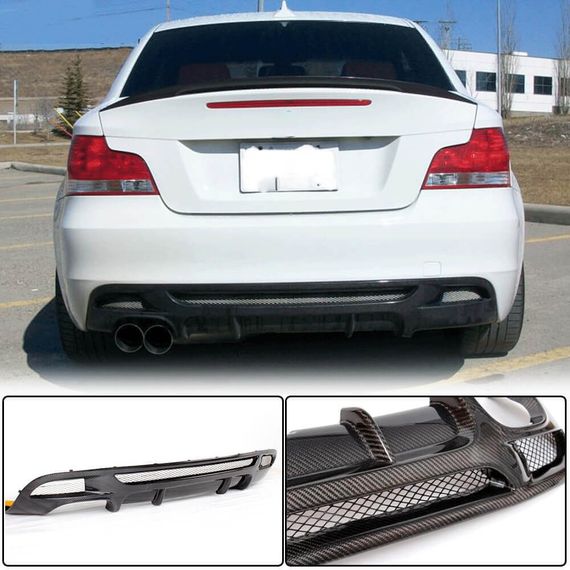 Дифузор заднього бампера V1 (для E82/E88 M-Sport, Карбон) для BMW 1 серія E81/82/87/88 2004-2011 рр | Зображення 1