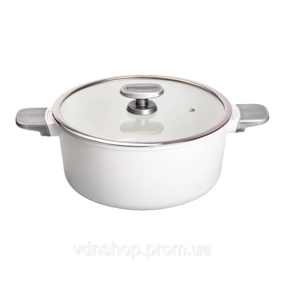 Алюмінієва каструля з керамічним покриттям антипригарним 6.9 л Ø 28 см білий MGC HP-4-454W