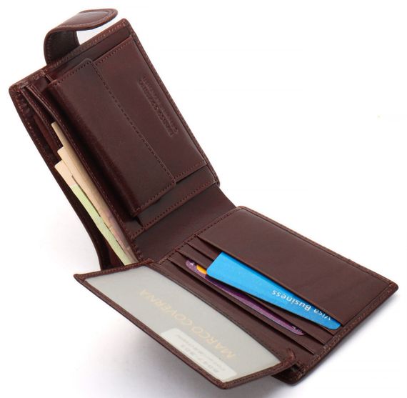 Коричневое мужское портмоне на кнопке из натуральной кожи Marco Coverna B047-801 | Зображення 5
