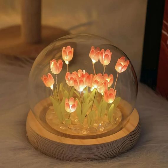 Нічник світлодіодний тюльпани вмілі ручки Spherical lamp HA-42, Лампа-тюльпан DIY Нічник-тюльпан | Зображення 7