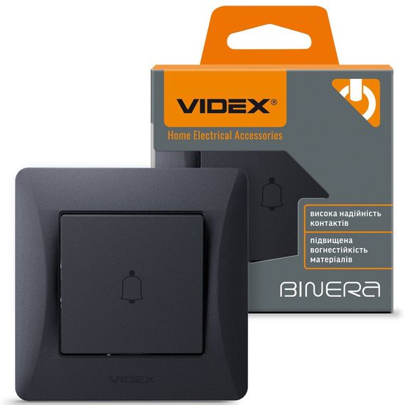 Кнопка звонка VIDEX BINERA VF-BNDB1-BG черный графит | Зображення 1
