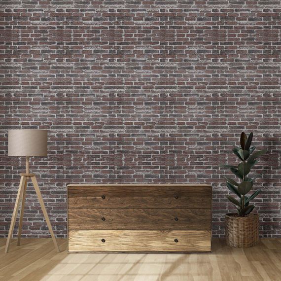 3Д шпалери самоклеючі миючі 3,08м x70см x 3мм на клейовій основі в рулоні червона катеринославська цегла | Зображення 2