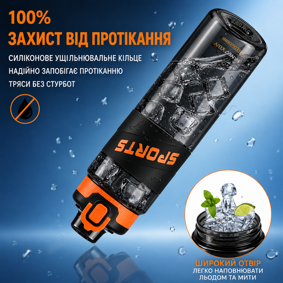 Еко-пляшка KANGZYUAN 500 мл — Чорна Tritan BPA-free, ударостійка, спортивна з ергономічною кришкою | Зображення 5