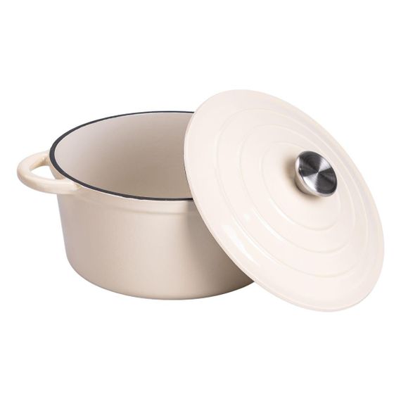 Набір чавунного посуду для приготування 3 каструлі та сковорода з емальованим покриттям Бежевий HP-1-6 | Зображення 3