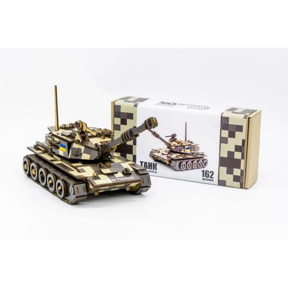 Деревянный 3D конструктор Танк 162-0074, 162 детали | Зображення 3