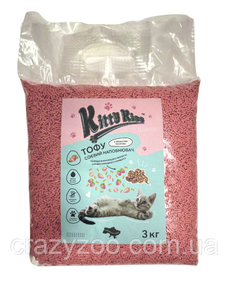 Наповнювач для котячого туалету Kitty Kiss Tofu соєвий тофу з ароматом полуниці 3 кг KK8244