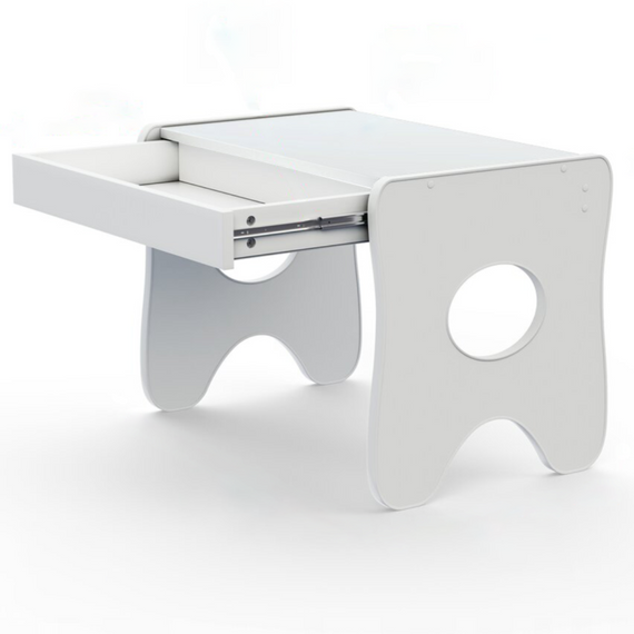 Зручний столик у дитячу кімнату 70×45×51, дитячий ігральний стіл із ящиком, білий