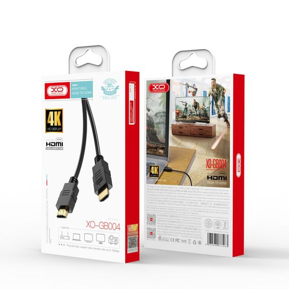 Кабель HDMI XO (GB004) 1,5 M HDMI - HDMI 4K чорний | Зображення 1