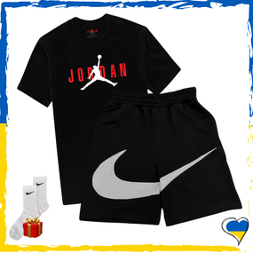 Комплект шорти Nike Big Swoosh та футболка Jordan. Комплект Найк Біг Свуш Чорний XS/S