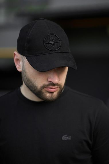Кепка Stone Island чорна (чорне лого)